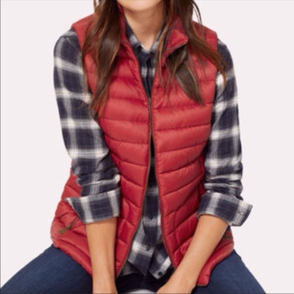 Pendleton Duck Down / Feather Puffer Vest Burgund… - image 1